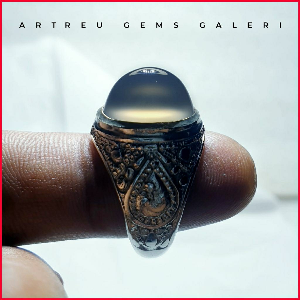 Batu Anggur Way Kanan ( Grey ) | COD Bisa | Cincin Batu Akik Ring 5 - 10