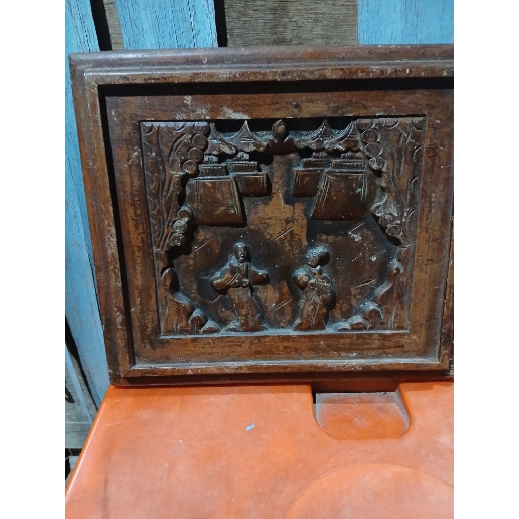 Hiasan panel ukir kayu etnik 255rb jadul antik vintage lawas kuno display anggap mati