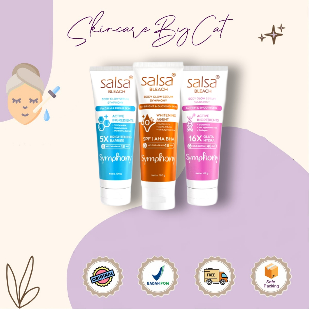 Salsa Bleach Body Glow Serum Symphony 100g|Brightening Barrier|Whitening Agent|Gluta Hydra
