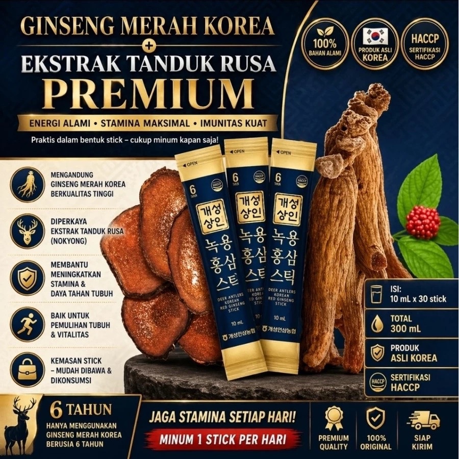 [10 Sachet] Deer Antlers Korean Red Ginseng Stick Korea Ginseng Merah