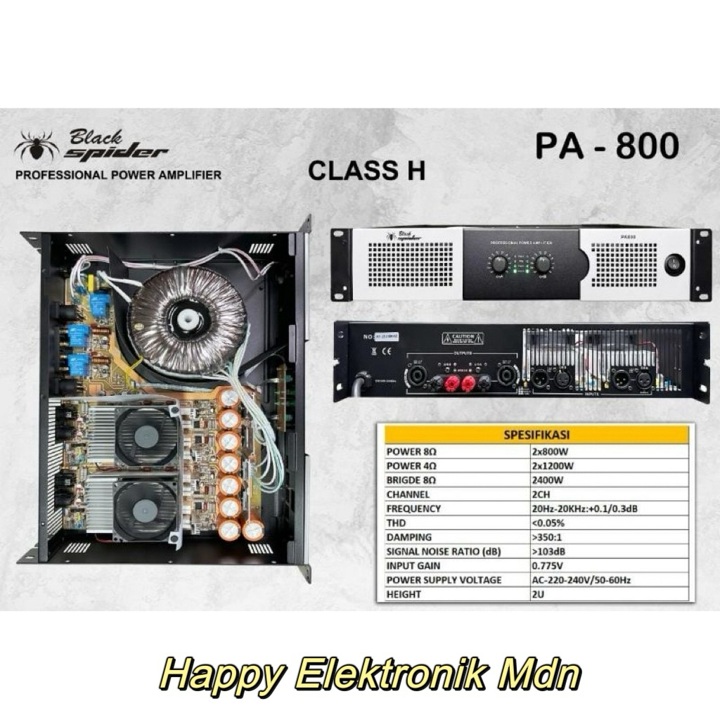 Power Black Spider PA800 2x800 Watt Class H Power BlackSpider PA800 Black spider Power Class H 2x800