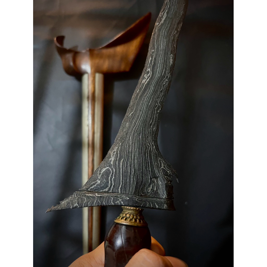 keris sepuh luk 9, tangguh cirebon sepuh, dapur sempono, pamor lining warih atau banyu mili, warangk