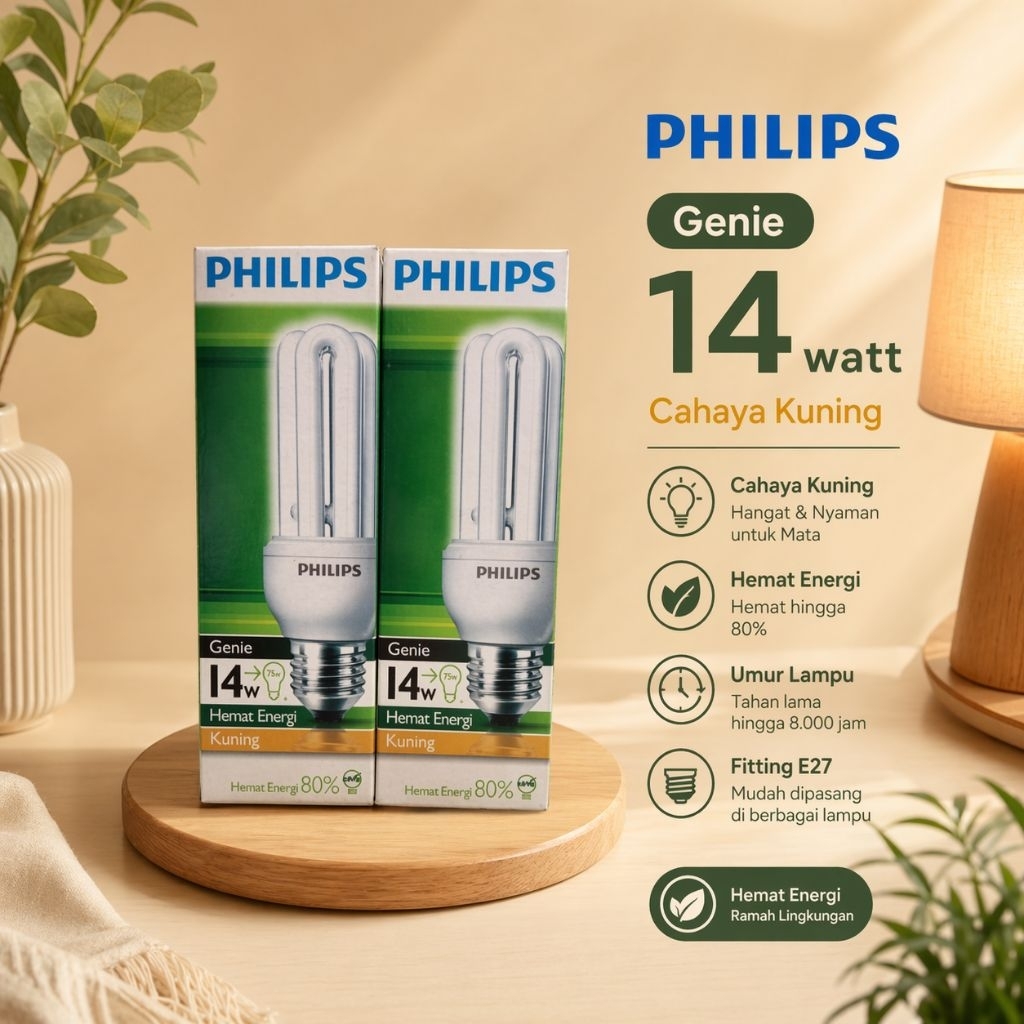 Lampu Philips G3nie | Lampu Philips Jari | 14 Watt Cahaya Kuning E27 [ 100% Original ]