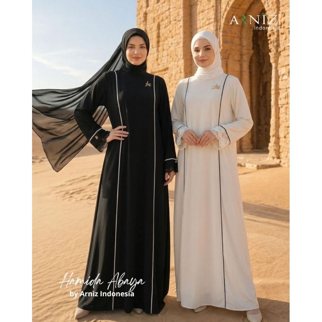 Hamida Dress Arabian Premium By Arniz Collection Terbaru khusus hitam&putih