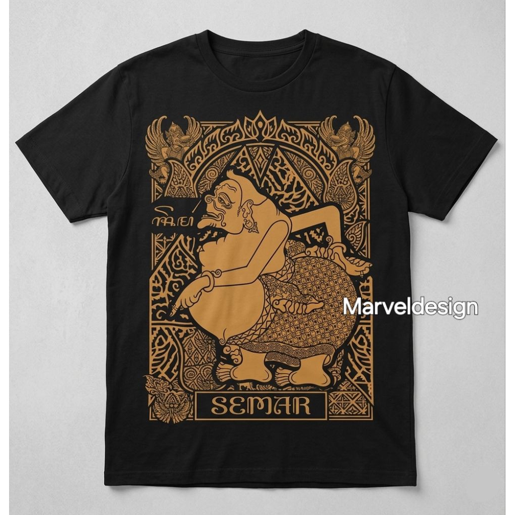 KAOS JAWA WAYANG SEMAR ,KAOS PRIA , KAOS AKSARA JAWA cotton combed 24s