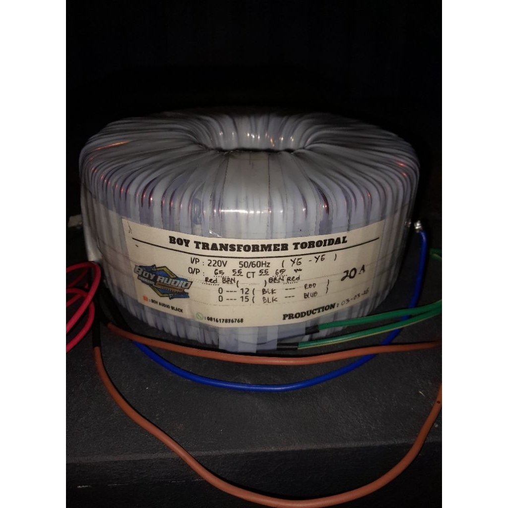 TRAFO TOROIDAL 20A CT 55 65 BoyAudio Trafo