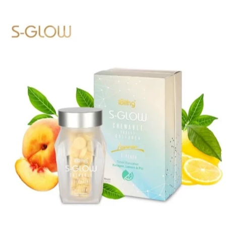 Ebling S-Glow Suplemen Glow In Skin Rasa Lemon Botol Kaca Isi Kapsul