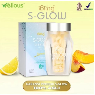 Ebling S-Glow Suplemen Glow In Skin Rasa Lemon Botol Kaca Isi Kapsul