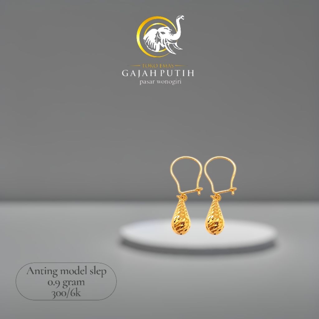 Anting emas model slep 0.9 gram