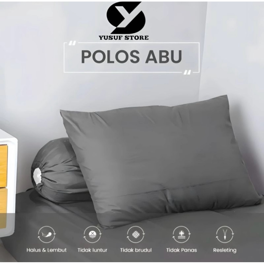 Sarung Bantal Polos Resleting 45x60 dan Sarung Guling 33x90 Bahan Halus Adem Lembut Nyaman Tidak Pan