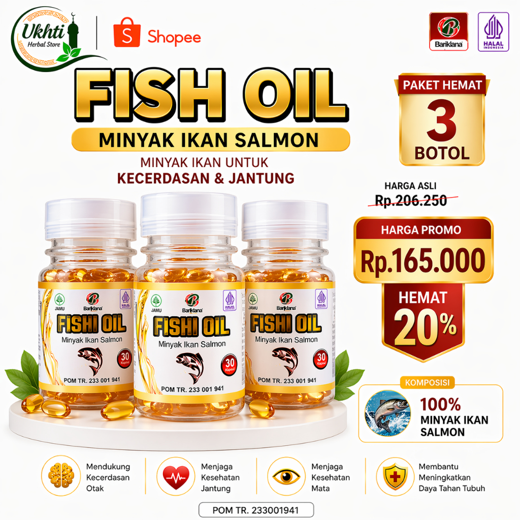 Fish Oil 100% Minyak Ikan Salmon Kaya Omega 3 untuk Kecerdasan dan Nafsu Makan anak