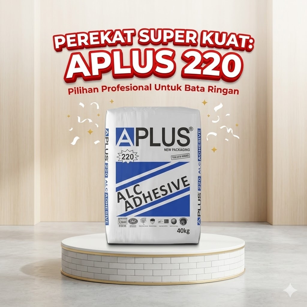 APLUS 220 ALC Adhesive Perekat Bata Ringan Hebel 40kg Mortar Instan