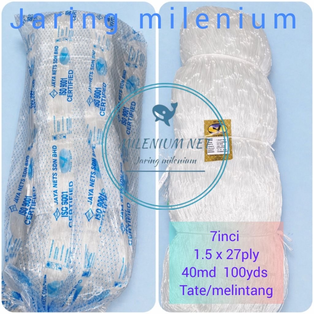 jaring milenium/ jaring pintal/jaring ply/ 7inci 27ply 40md 100yds tate