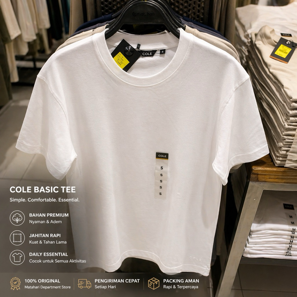 Kaos Polos Pria Cole Basic Original 100% Branded Matahari