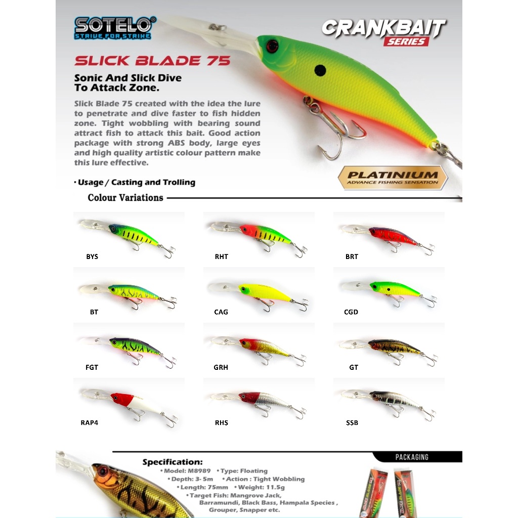 MINNOW / LURE SOTELO SLICK BLADE 75MM 12GR FLOATING
