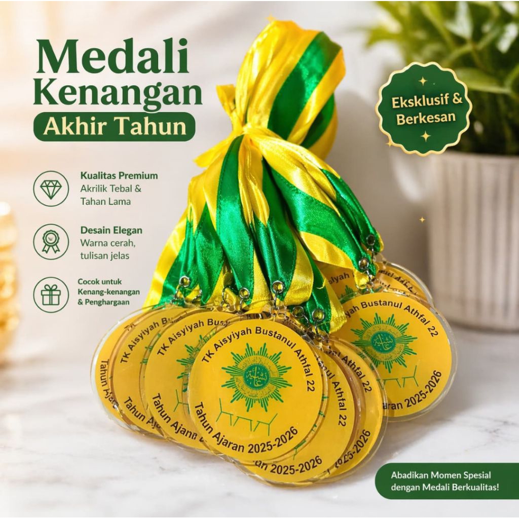 Medali Wisuda TK Akrilik Custom Murah | Medali Kelulusan Sekolah | Gordon wisuda / kalung wisuda /