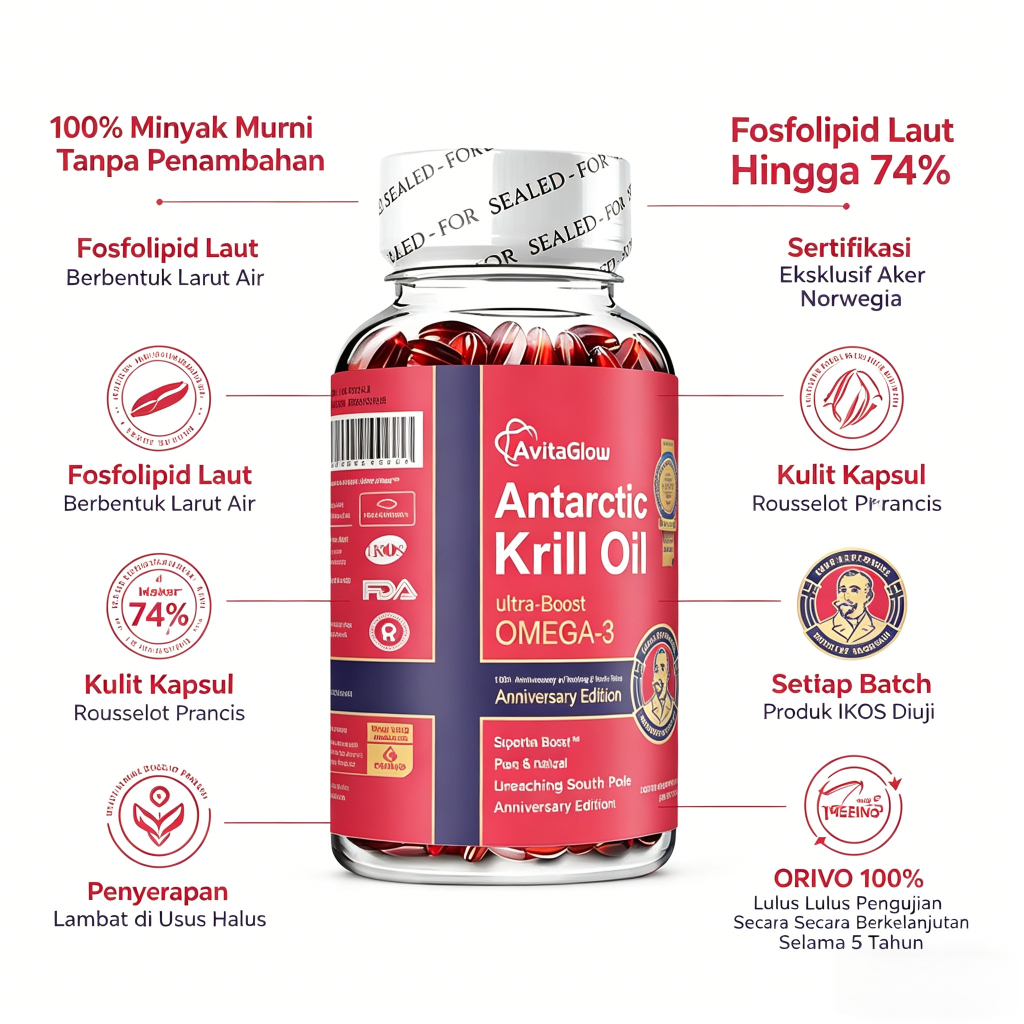 Original Imported Antarctic Krill Oil 1000MG Omega-3 EPA/DHA Astaxanthin For Imunitas