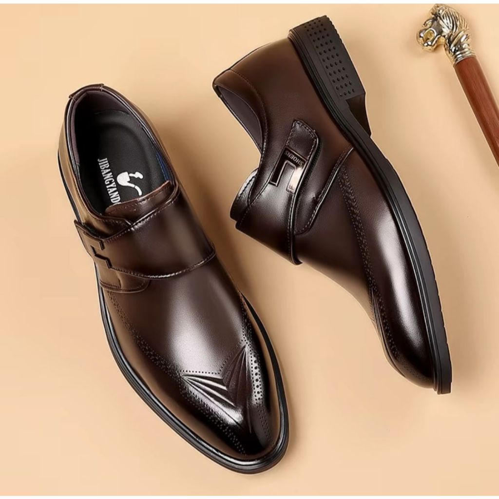Sepatu Pantofel Pria Slip On Gesper Elegan Sepatu Kerja Kantor Formal Pria Pantofel Hitam Coklat Pre