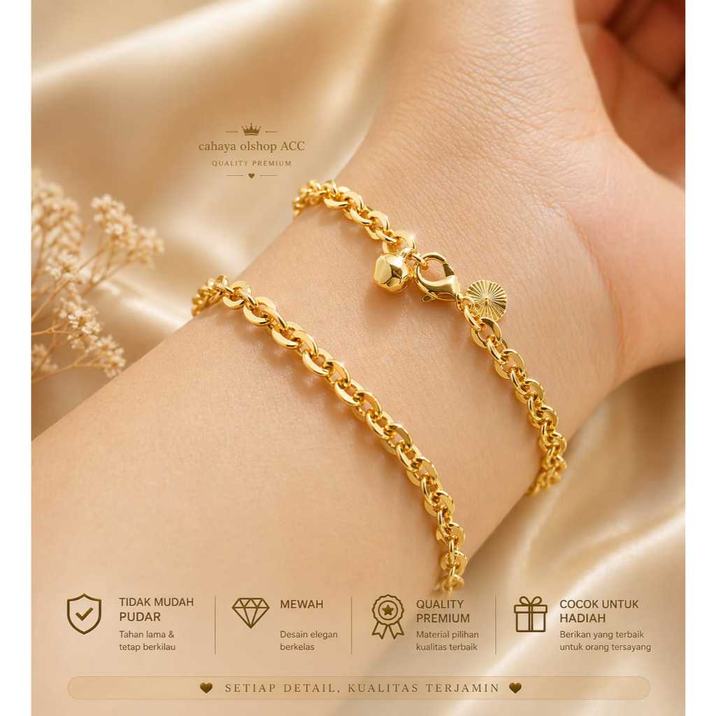 Gelang Christine Titanium Wanita Anti Karat - Perhiasan Gelang Rantai Korean Style Aesthetic - Jewel