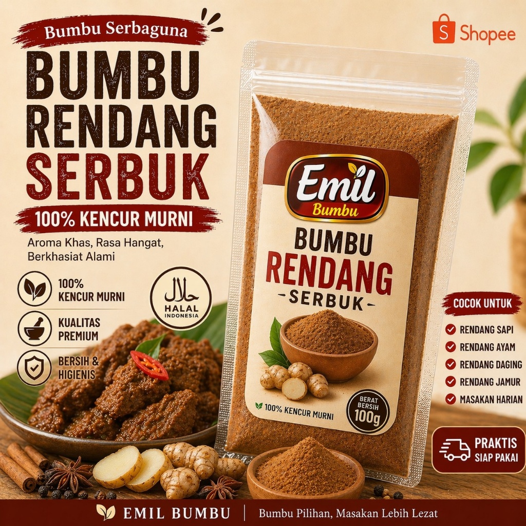 Bumbu cepat saji bumbu Rendang Bubuk Asli Berat 100Gr