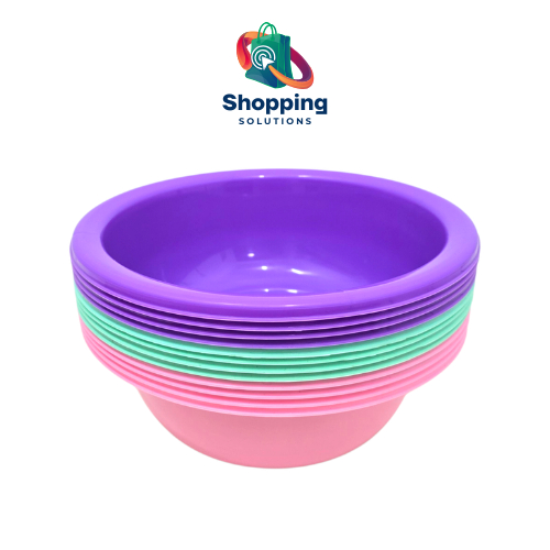 1 Lusin (12Pcs) Baskom, Basin Bulat Besar 3 Liter Plastik Warna Soft APP Kicthenware