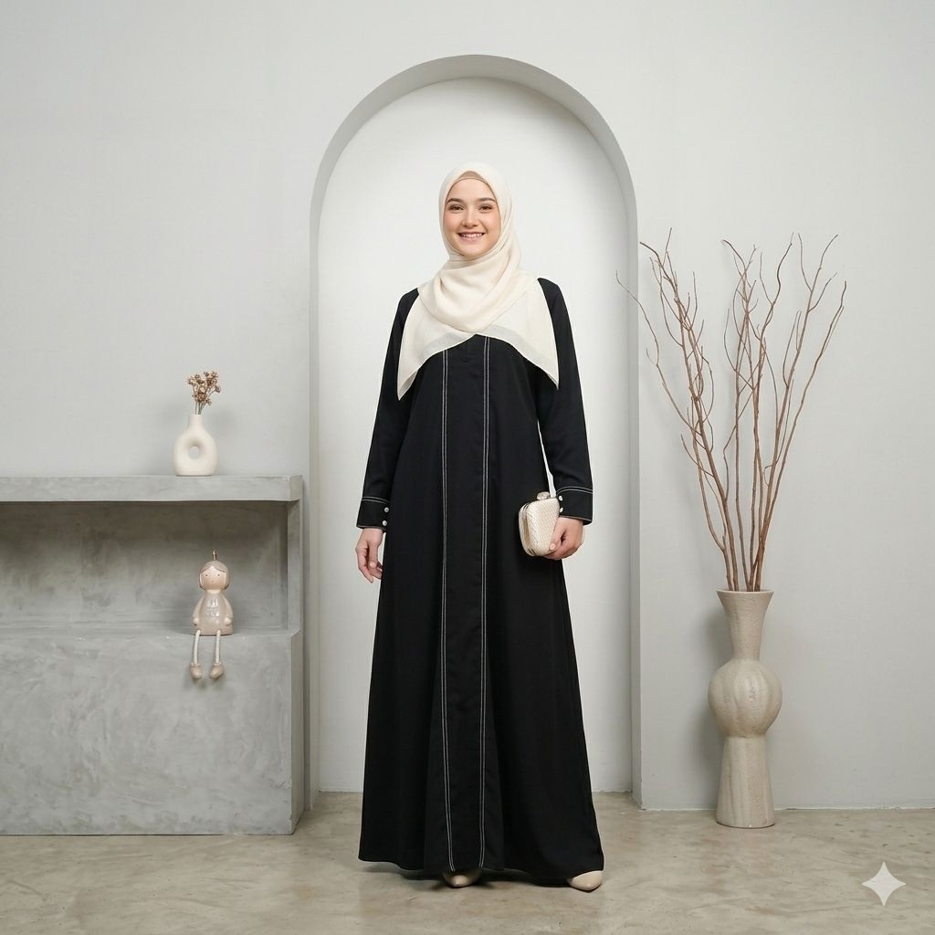 BEST DEALS Gamis Medina Abaya Polos Basic Simple Elegan Bahan Wolfis / Abaya Umroh / Abaya Hitam