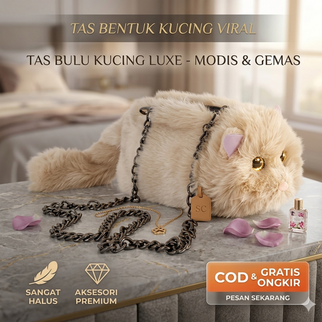 Tas Boneka Kucing Lucu tas slempang wanita bentuk boneka kucing