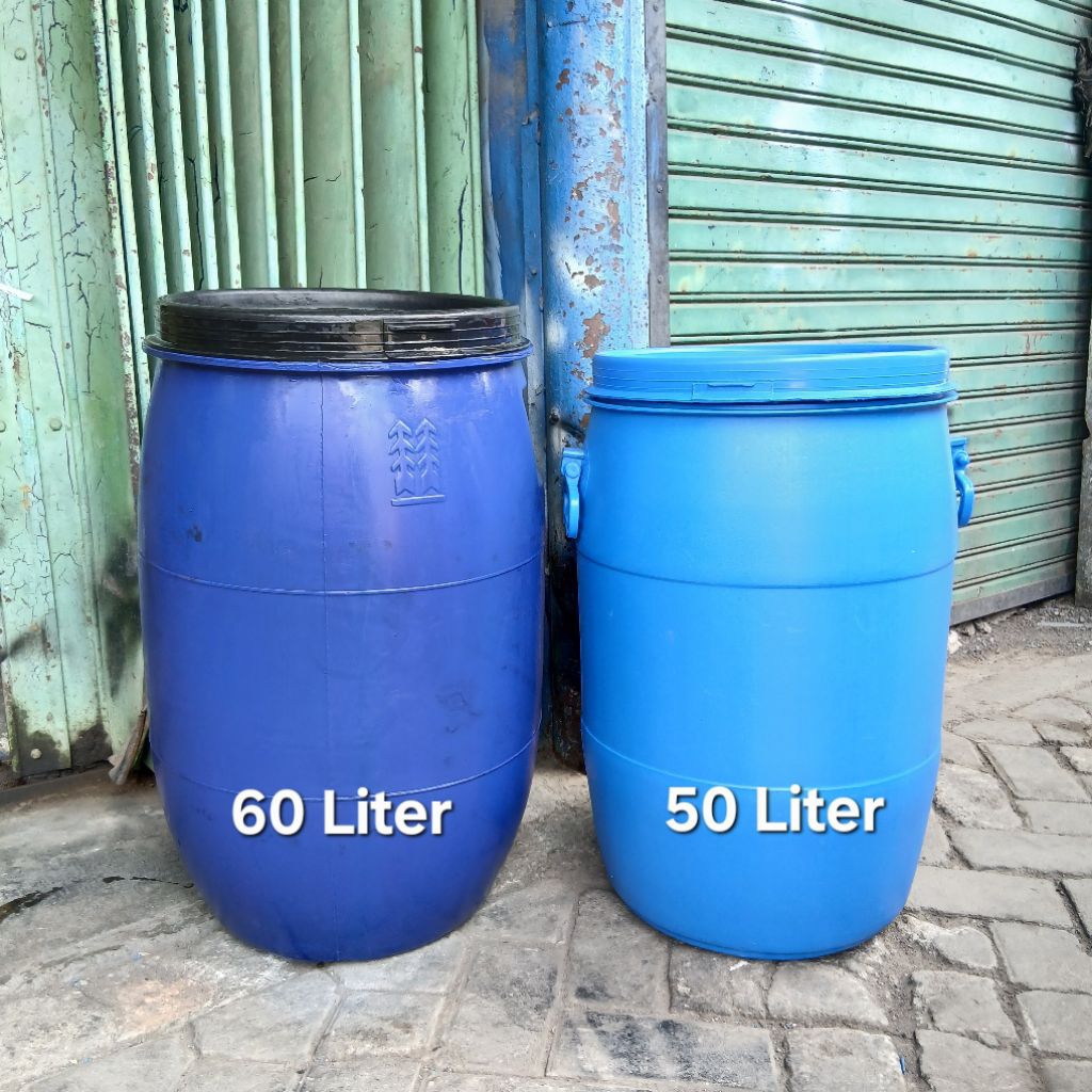tong tempat sampah / gentong air dan drum/tong biru 60 liter 50 liter