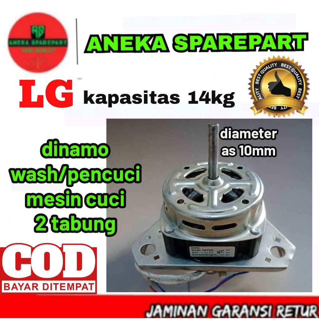 dinamo motor pencuci/wash mesin cuci 2 tabung LG kapasitas 14kg, diameter as 10mm asli original