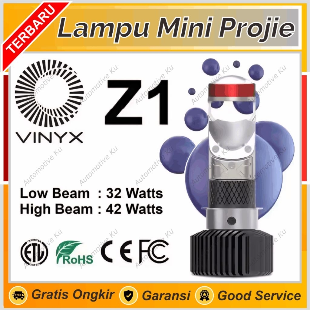 VINYX Z1 LAMPU LED H4 MINI PROJIE 42 WATT HIGH BEAM 32 WATT LOW BEAM LAMPU UTAMA TERANG