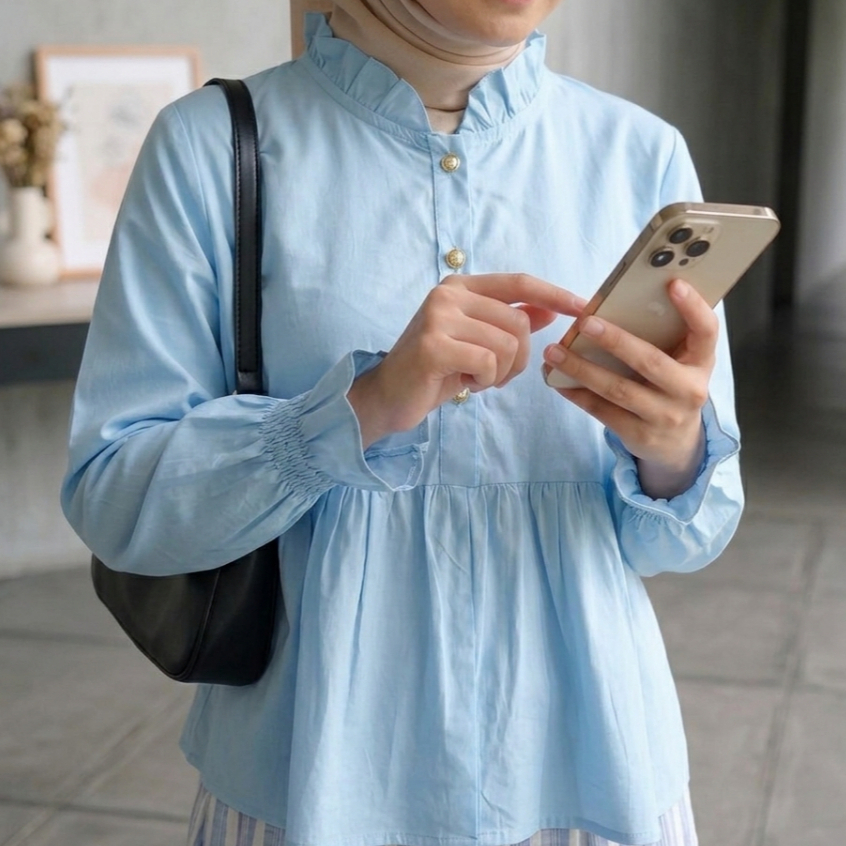 BLOUSE WARNA SOFT YELLOW BIRU PINK BAJU WANITA BAJU PANJANG BAJU LUCU