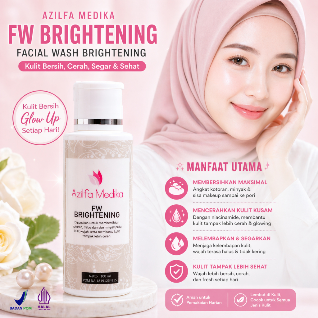 Azilfa Medika Facialwash brightening Sabun wajah Meratakan Warna kulit Wajah Mengangkat sel kulit ma