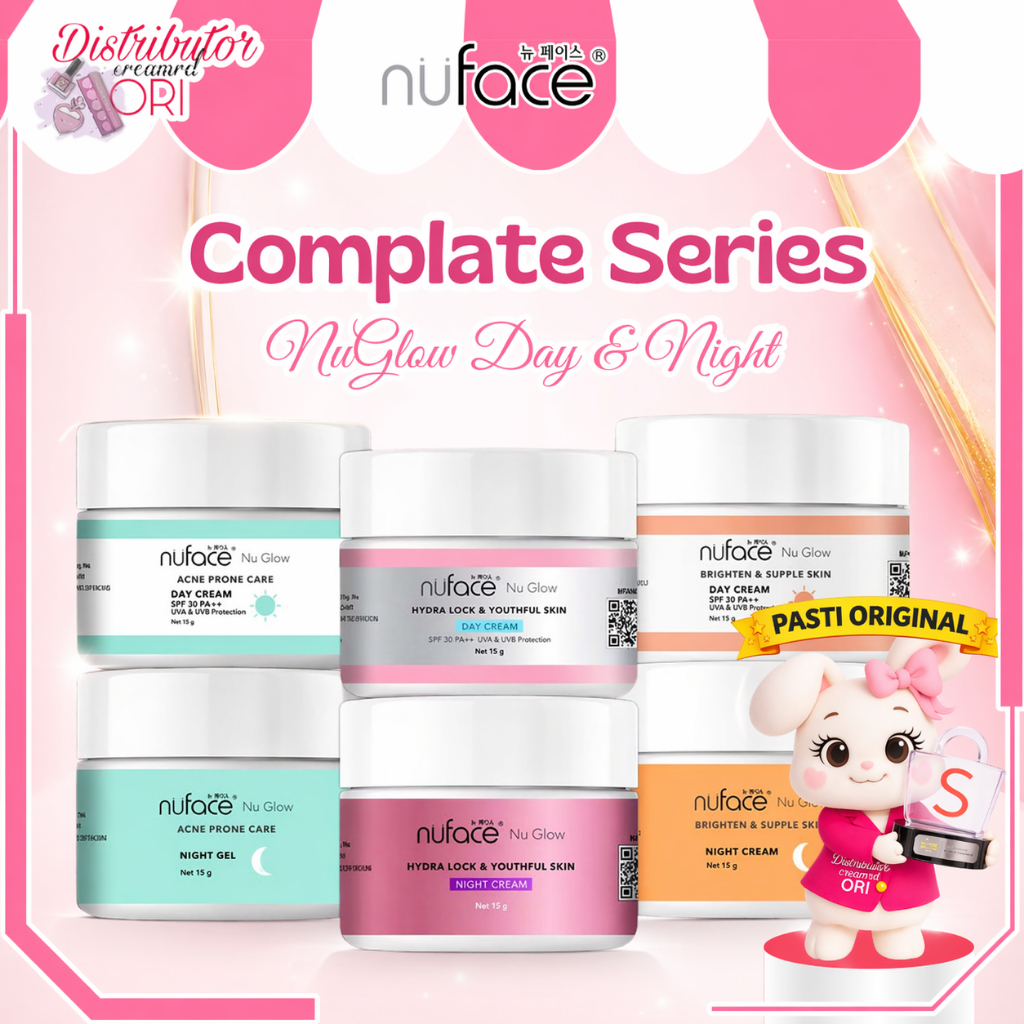 Nuface Nu Glow Day & Night Cream Bright, Hydrolock, Youthful, Acne Care | BPOM