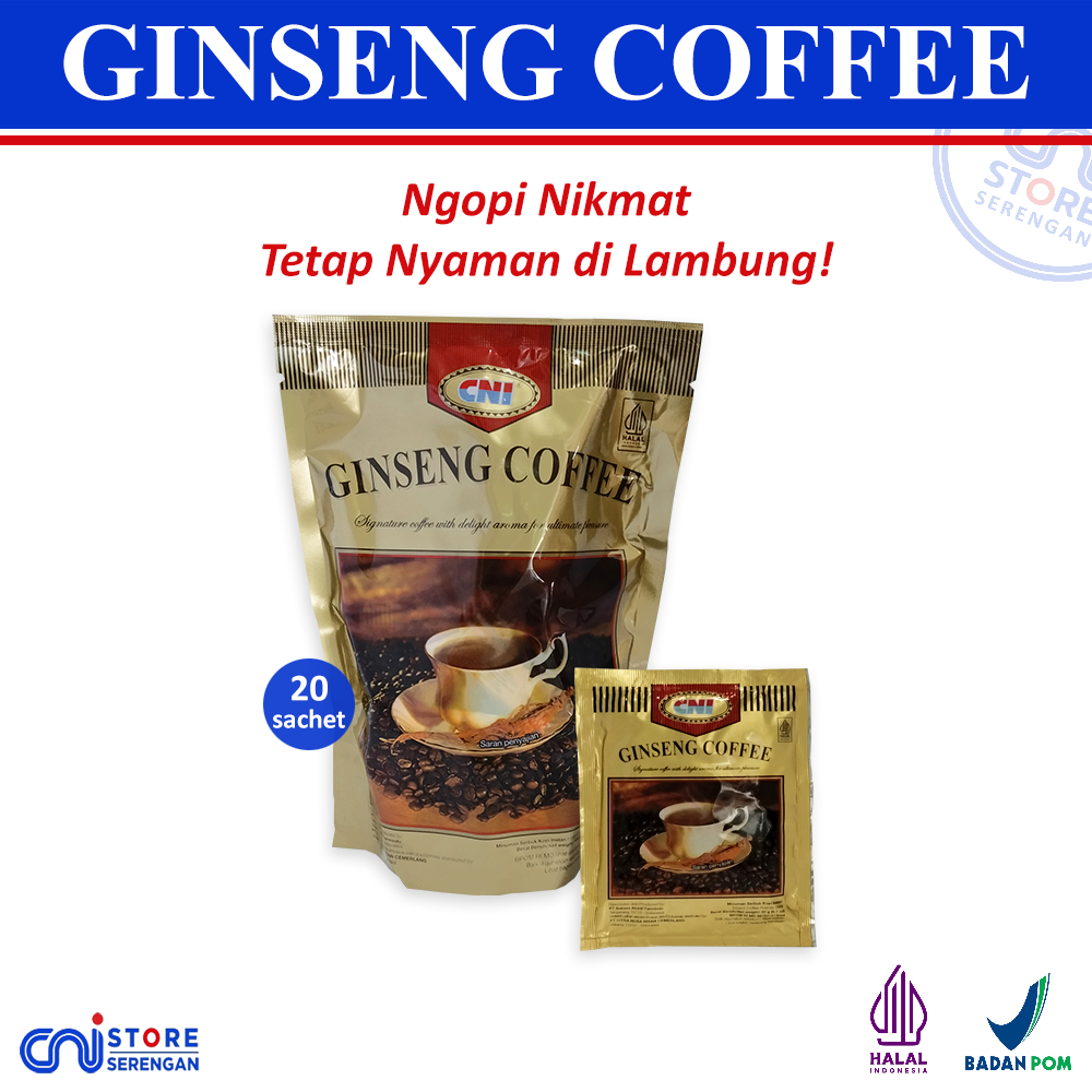 Kopi Ginseng CNI Ginseng Coffee 20 Sachet Kopi Ginseng Asli Aroma Kuat Nikmat Aman di Lambung