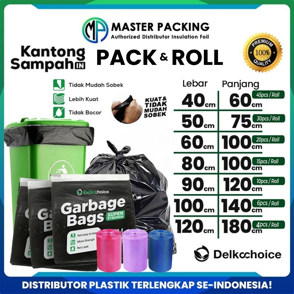 Plastik Kresek Kantong Sampah / Plastic Trash Bag / Garbage Bag Hitam Delkochoice Harga Per-Pack