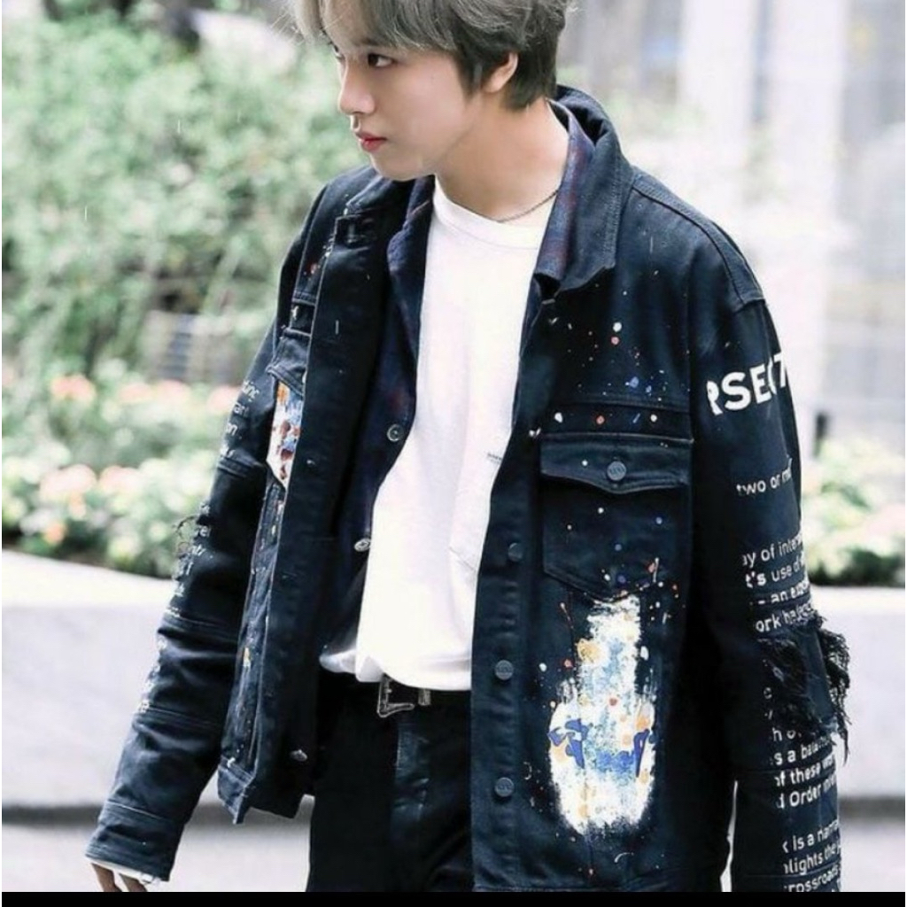 denim jacket painted haechan nct dream tie dye