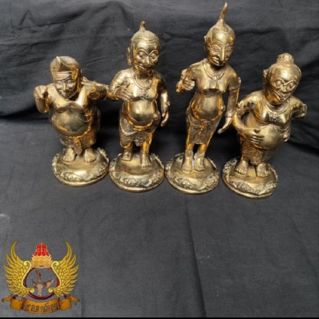 Sepaket Patung Punakawan Isi 4 Pcs Bahan Kuningan Warna Kuning Emas
