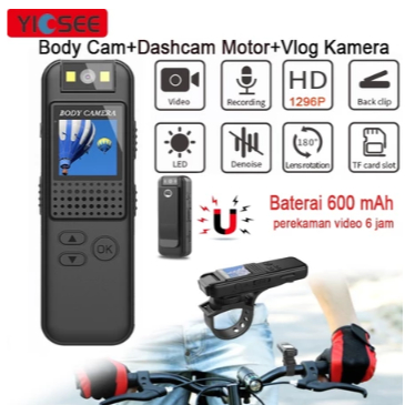 kodaline_shop Yicsee Body Cam 1920P Kamera Dash cam untuk di Motor 360 Derajat Action Cam 4K ultra