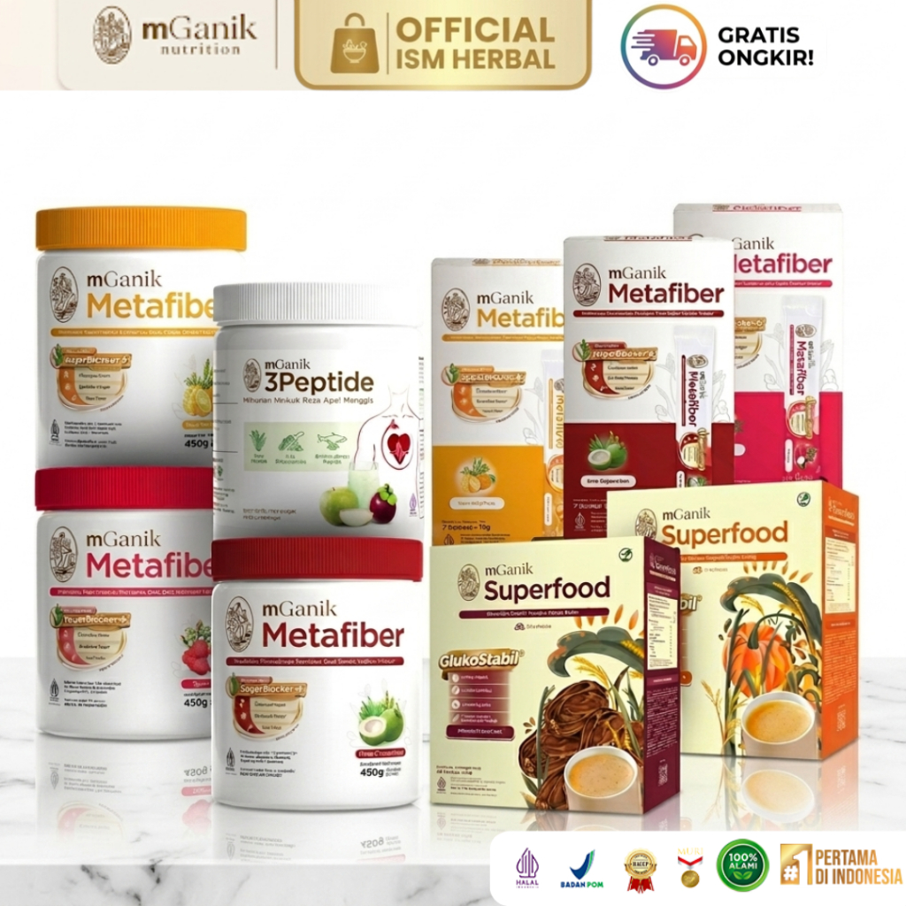 mGanik Metafiber Superfood 3Peptide Paket Jantung & Gula Darah Komplit Makassar