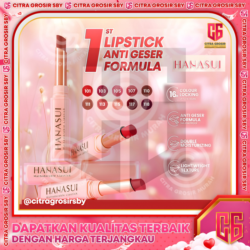 Hanasui Mattedorable Lipstick || Hanasui Mattedorable Lipstick Anti Geser || Lipstick Hanasui