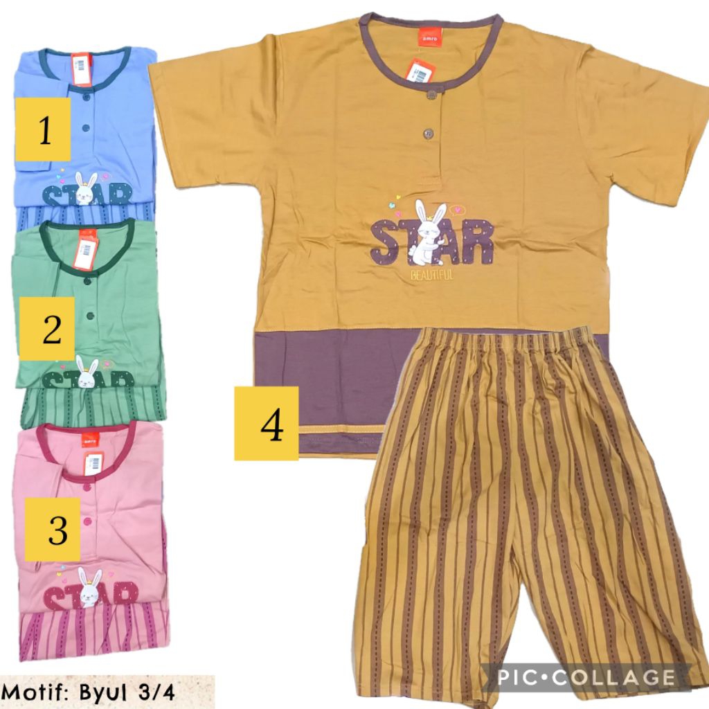 setelan wanita amro celana pendek 3/4 all size dewasa regular LD 100 babydoll babydol bebidol oneset