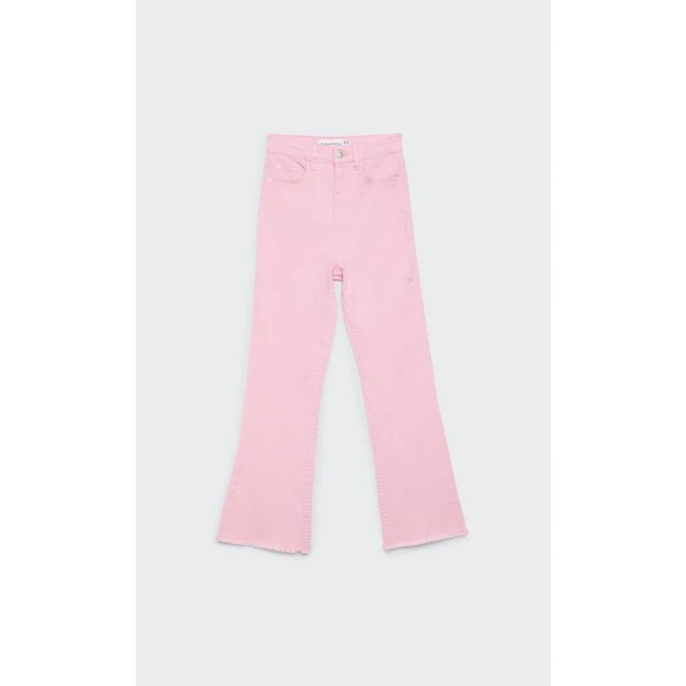 STRADIVARIUS PINK CROPPED FLARE DENIM JEANS PANTS