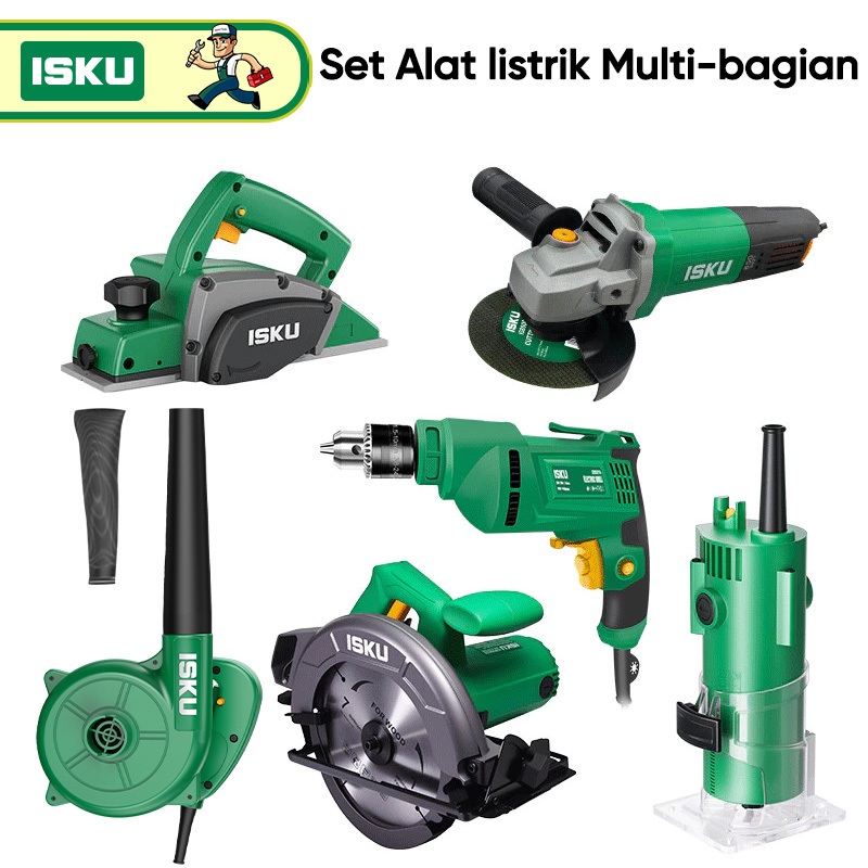 ISKU Bor Tangan Listrik Gerinda Mesin Poles Circular Saw Jigsaw Serut Kayu Trimmer Blower Multifungs
