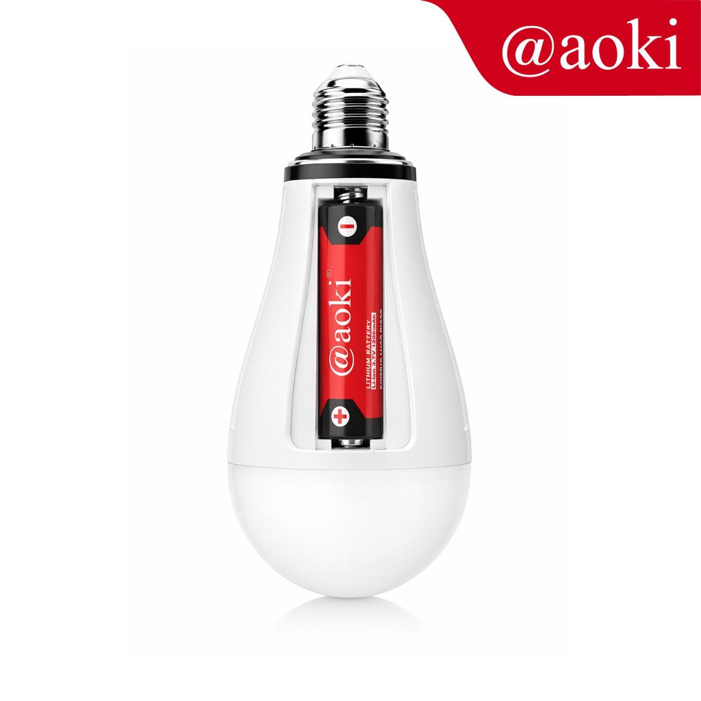 AOKI Lampu LED Emergency 20W E27 AC/DC Nyala Otomatis Saat Listrik Padam Baterai 18650 Bisa Diganti 