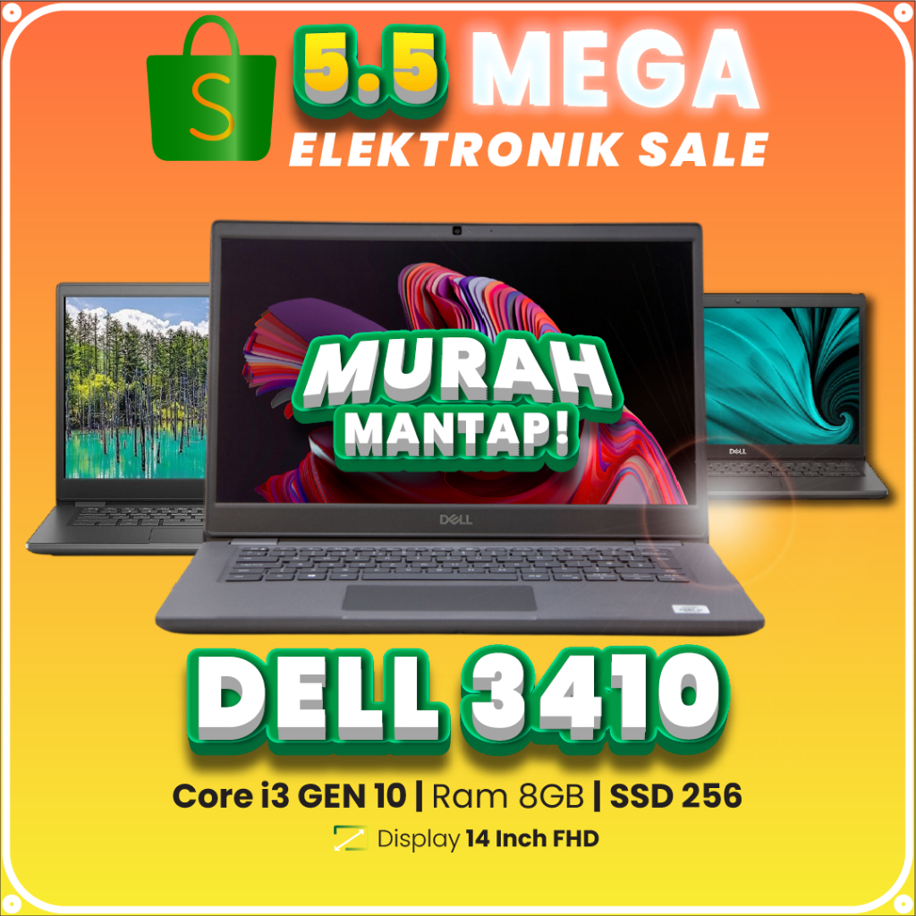 Laptop dell latitude 3410 core i3 gen 10 ram 8gb ssd 256 gb / laptop murah / laptop second / kantor 
