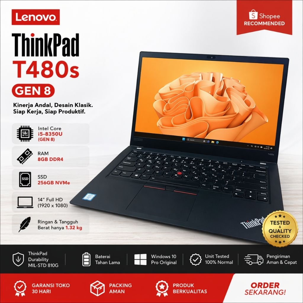LAPTOP LENOVO THINKPAD T480s GEN 8