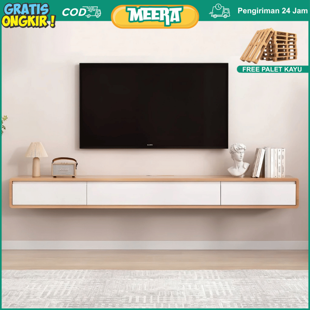 Promo Meja TV gantung minimalis Rak TV gantung Minimalis Lemari TV Dinding Bupet TV Tempat Penyimpan