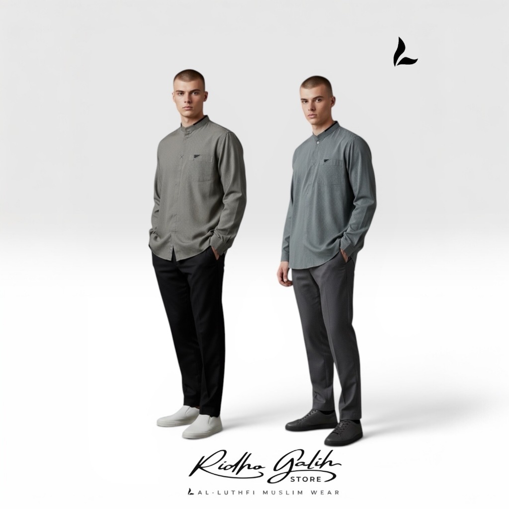 AL LUTHFI - Baju Koko Lengan Panjang Embos Premium