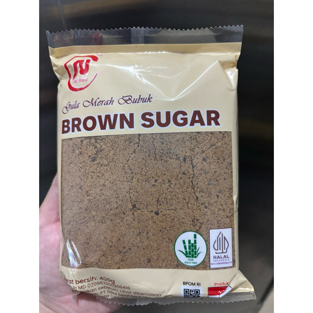 Brown Sugar Gula Merah Bubuk 400g SU Brand - 100% Gula Tebu, Halal, Tanpa Pengawet