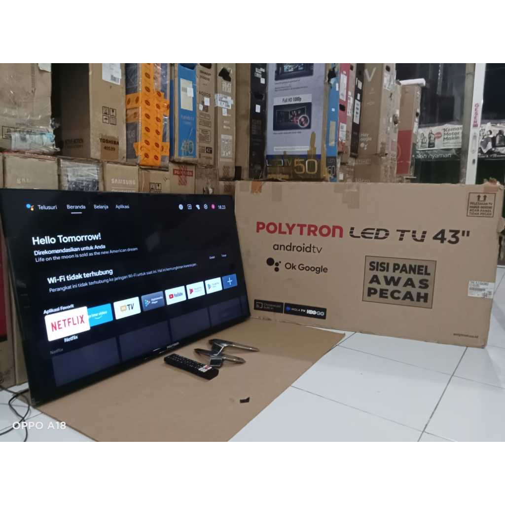 TV LED POLYTRON 43IN  ANDROID tv MASIH SEGEL bekas SEPERTI BARU WIFI YOUTUBE